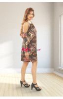 Round Neck Off Shoulder Printed Western Dress (KR367) Round Neck Off Shoulder Printed Western Dress (KR367)